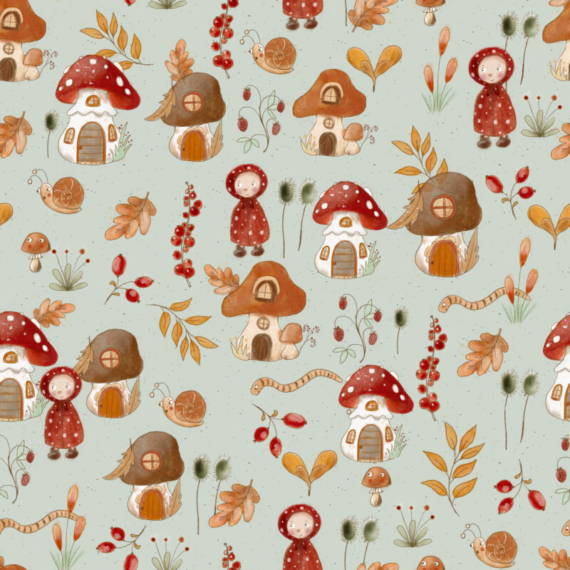 Herbststoff Kinder Pilzmännchen