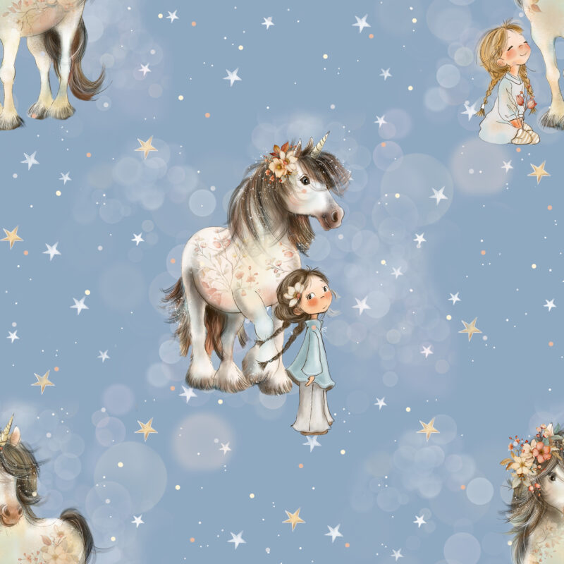 French Terry Mädchen mit Einhorn